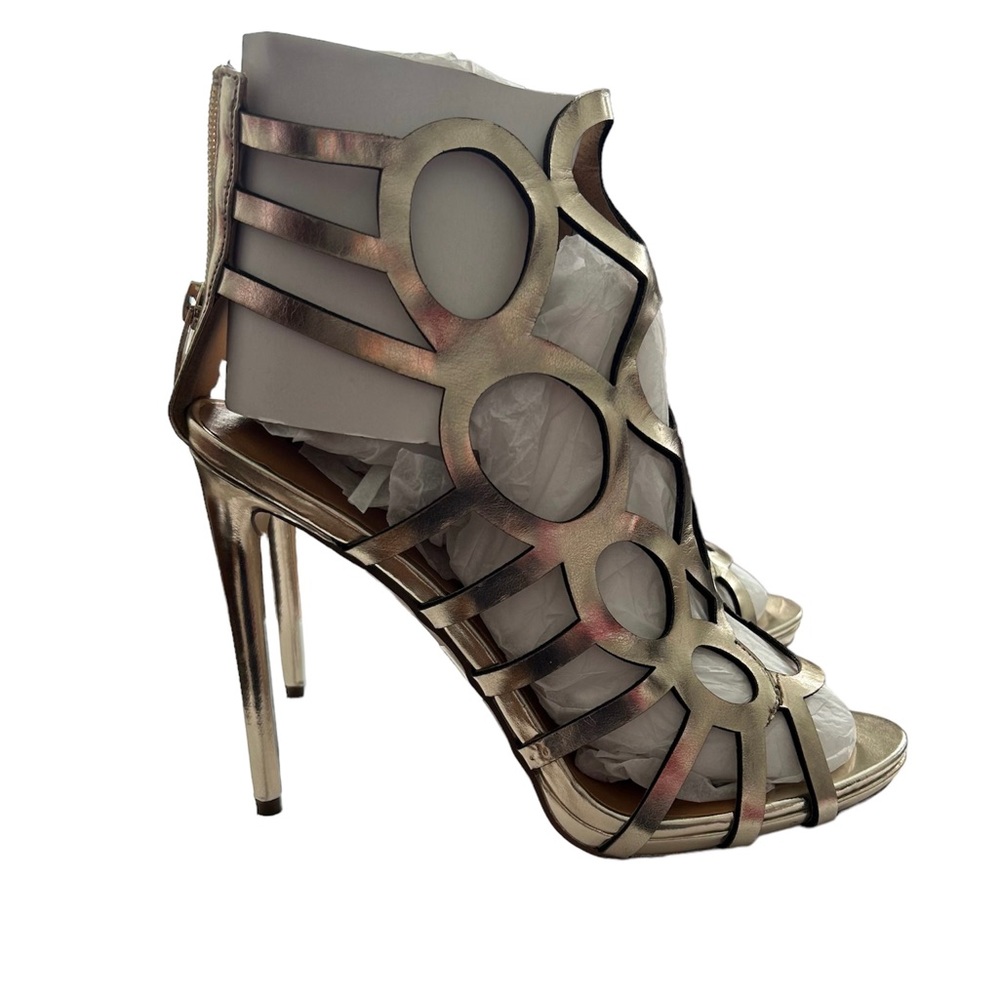 Gold Stiletto Open-Toe Heels Size 10